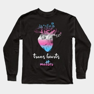 Transgender Anatomical Heart Watercolor Floral Trans Pride Long Sleeve T-Shirt